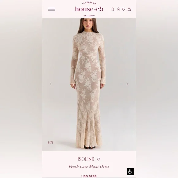 Isoline Peach Lace Maxi Dress - Picture 1 of 6